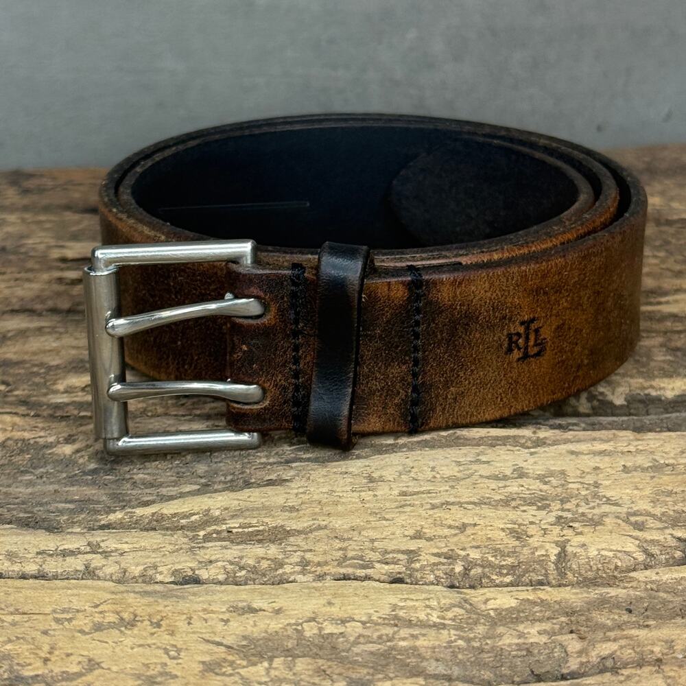 Lauren Ralph Lauren Distressed Brown Leather Belt Size S Vintage Argentina